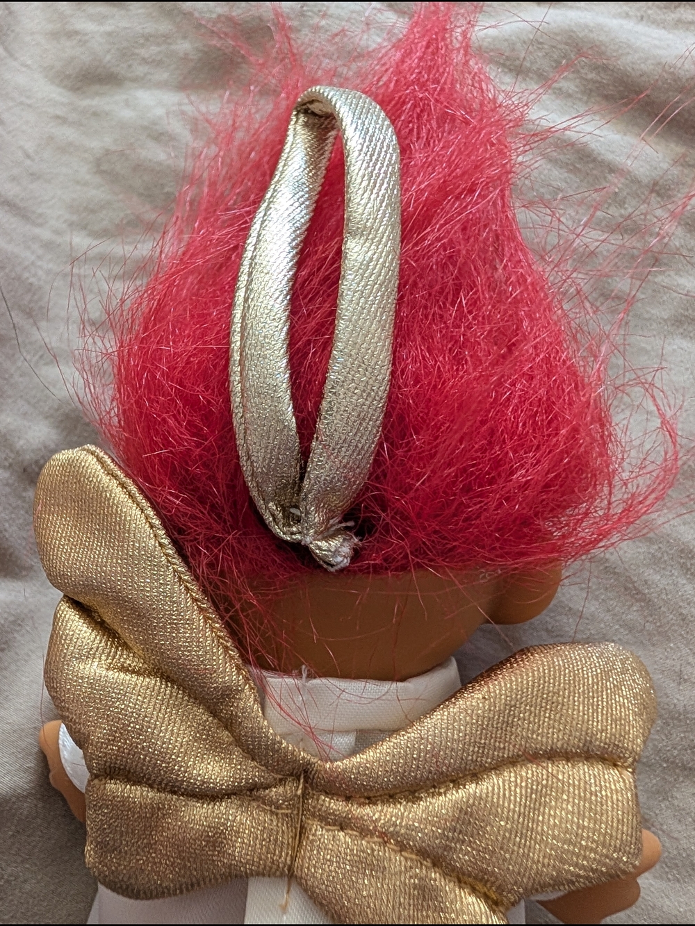Vintage 1990s Russ Berrie Angel Troll Doll Ornament Red Hair Gold Wings - Picture 4 of 6